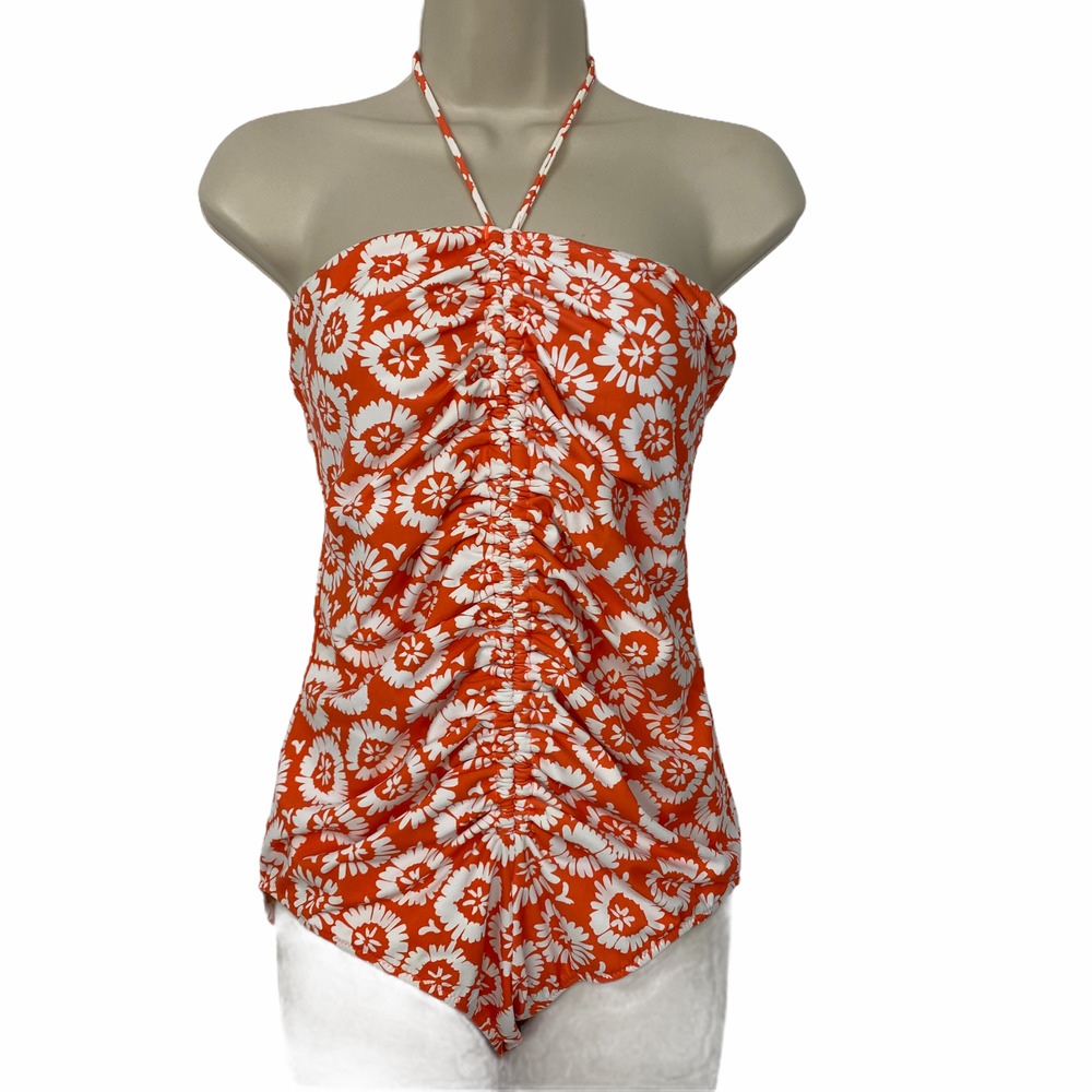 Le Weekend Virginia Johnson Swimsuit Large Womens L Orange One Piece Floral Tank